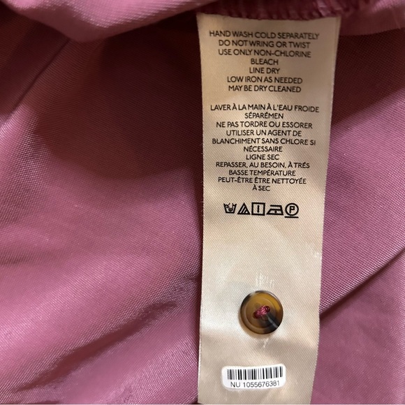 Pilcro Anthropologie Relaxed Velvet Button Down Pink Mauve Shirt Size Small - Picture 12 of 13